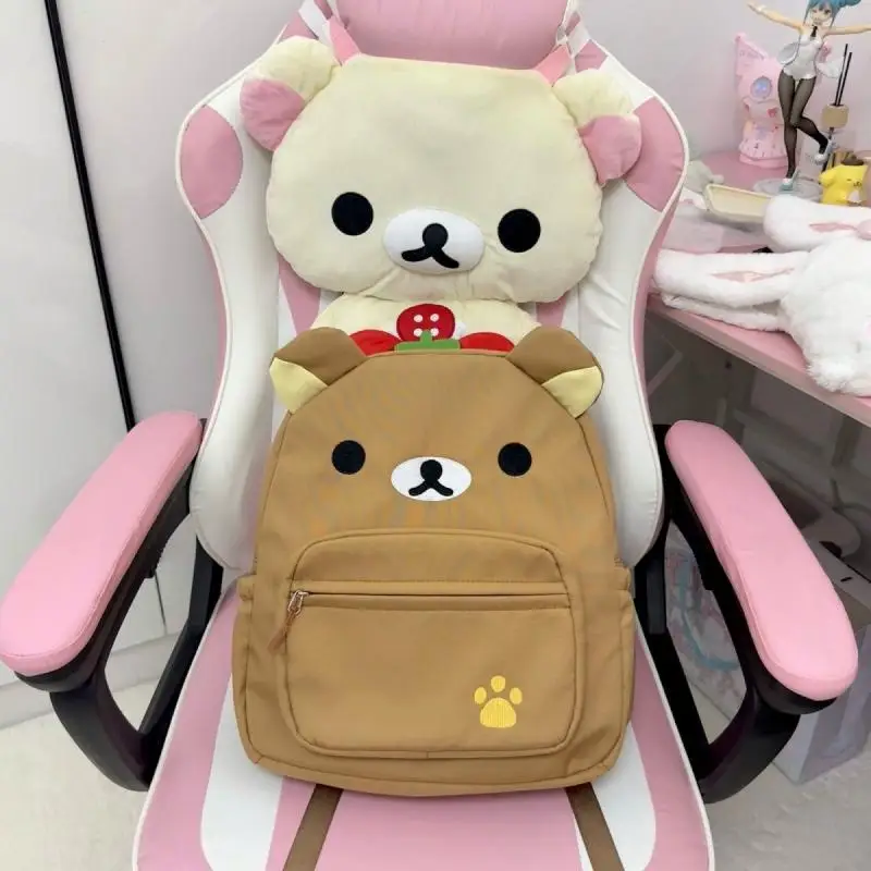 New Kawaii Cute Rilakkuma Bag Canvas Brown Bear Backpack Versatile Student Backpack Anime Cartoon Ins Perfect Gift For Kids