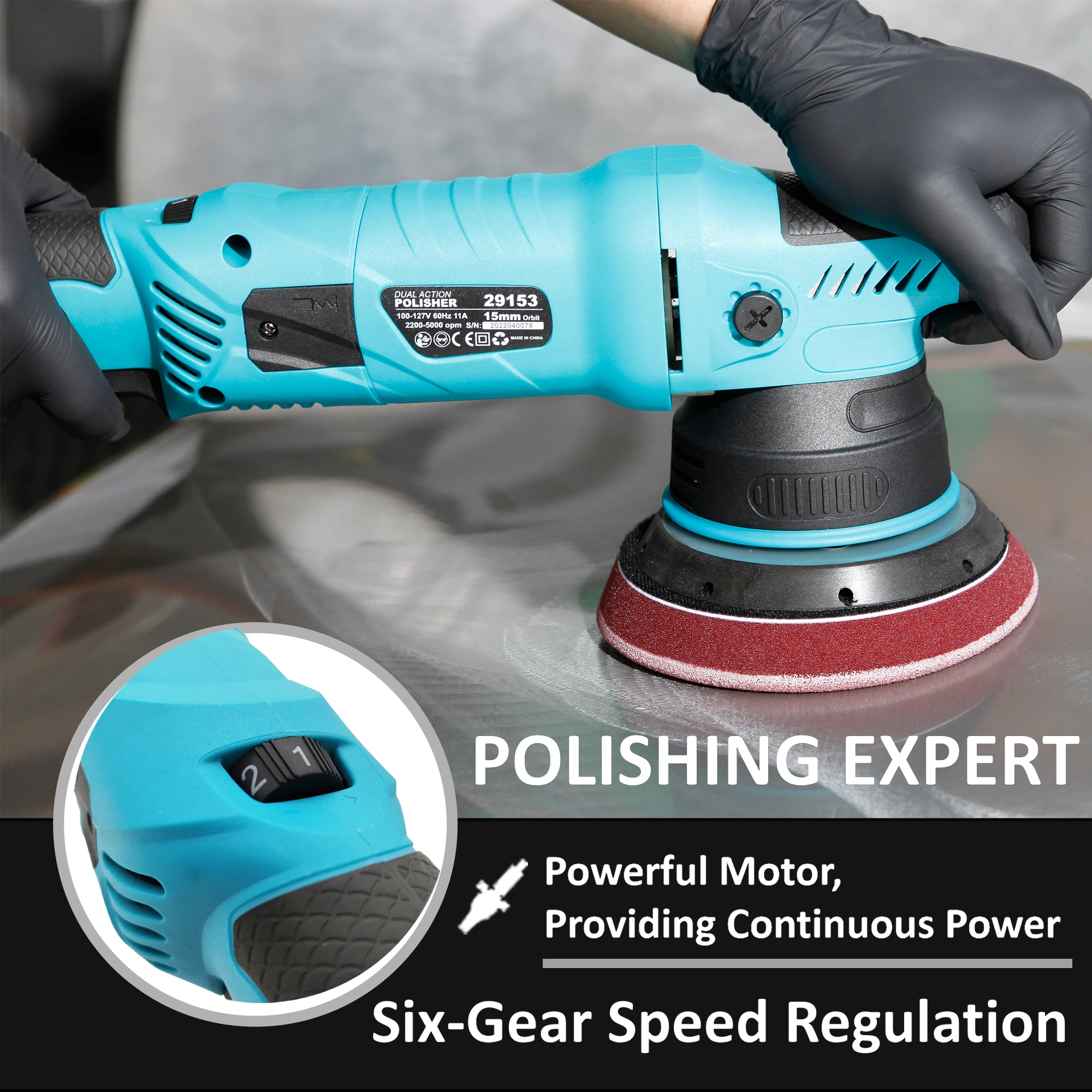 Car Shield 5 Inch 1000W Polisher 15mm Random Orbital Waxing Machine Polishing