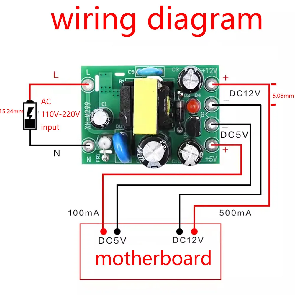 XH-M299 Isolated Switching Power Supply Board Auto Power-Off AC-DC 110-220V To 5/12V Power Supply Module AC DC Converter Module