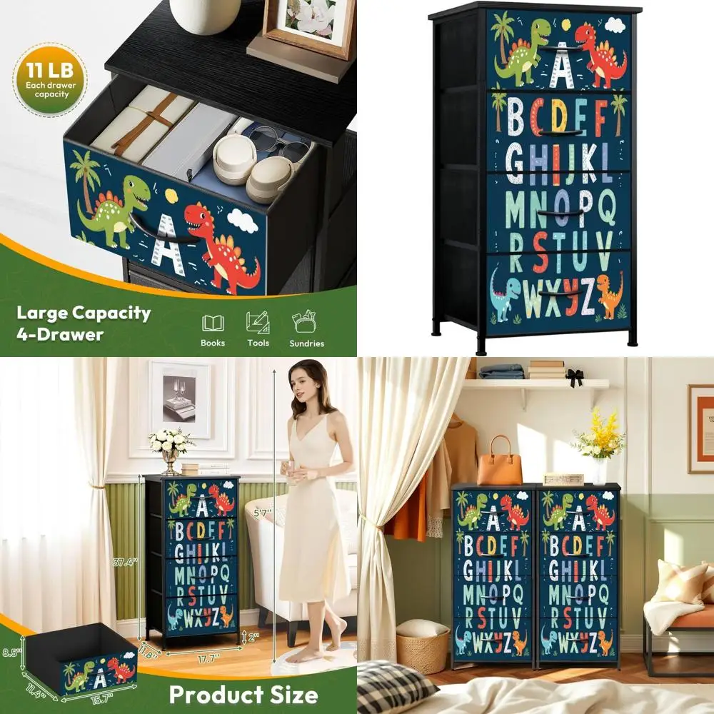 

Cute Dinosaur Themed Educational Poster for Kids' Bedroom or Playroom Storage Solutions