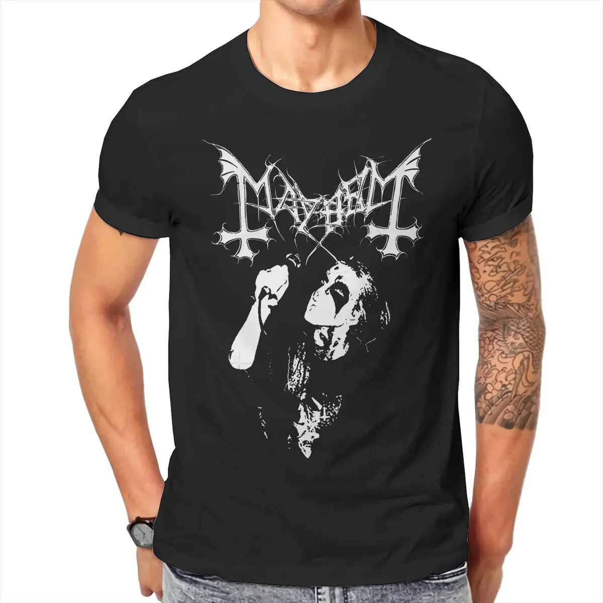 Fanart In Memory Of Per Yngve Ohlin Round Collar TShirt Mayhem Dead Pure Cotton Classic T Shirt Man's Clothes Individuality