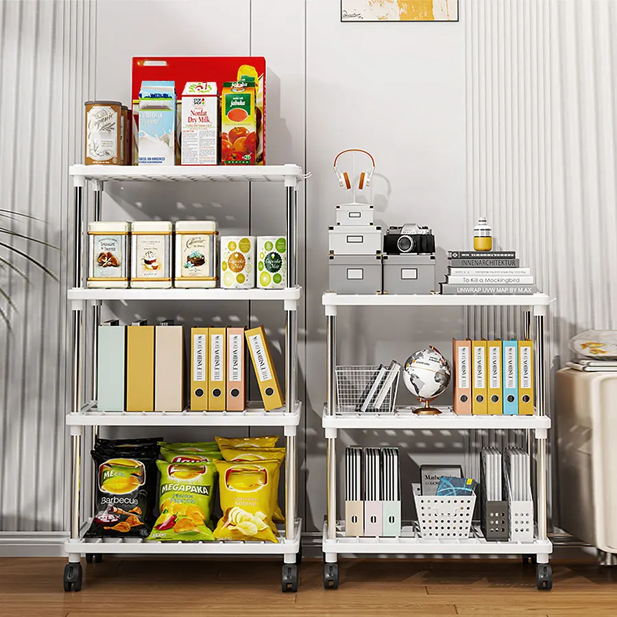 

4-layer multifunctional storage rack with wheels, movable storage rack, bathroom, cosmetics, living room, snack storage rack
