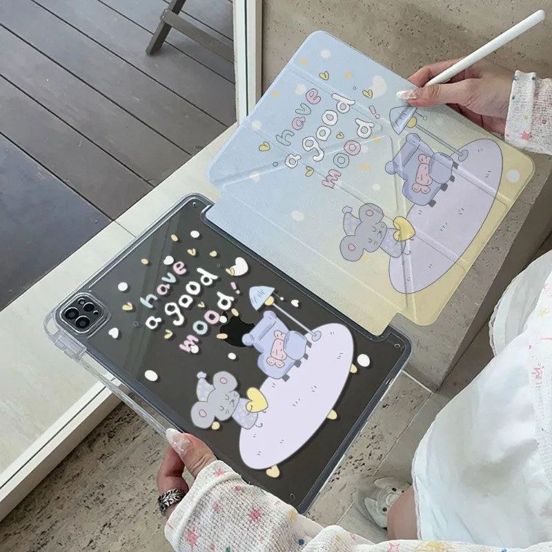 Love Mouse 3+Y Fold Case for IPad Pro 12.9 Case IPad 10th Gen Air 5th 4th 10.9 Pro11 2nd 3rd 4th IPad 10.2 7th 9th 8th Mini6 8.3