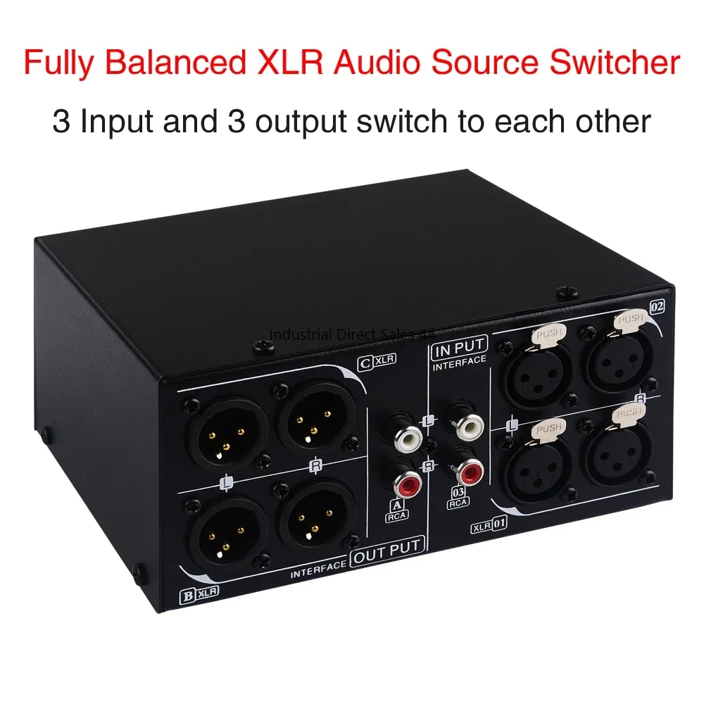 

3 Input To 3 Output Fully Balanced XLR Signal Passive Stereo Selector Switch Switcher / Balanced XLR to Unbalanced RCA Audio