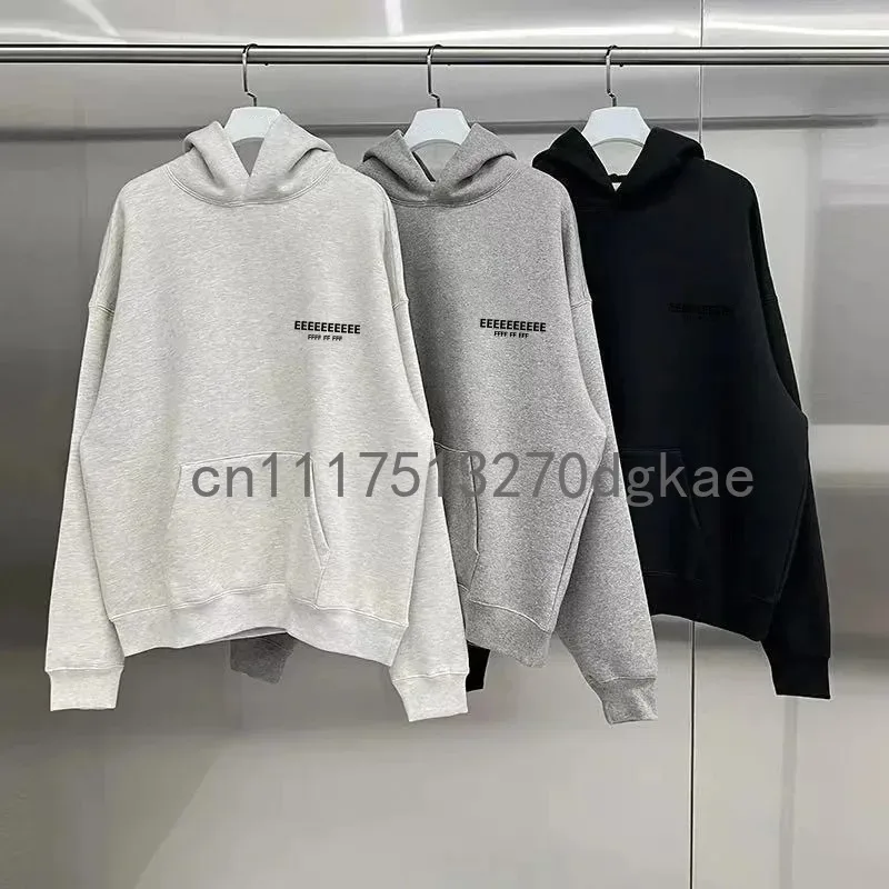 SS22 Double Lined Oversized Hoodies Men's Jogging Set Luxury Design Front Rear Plush Letter Hoodies High Street Couple Tracksuit