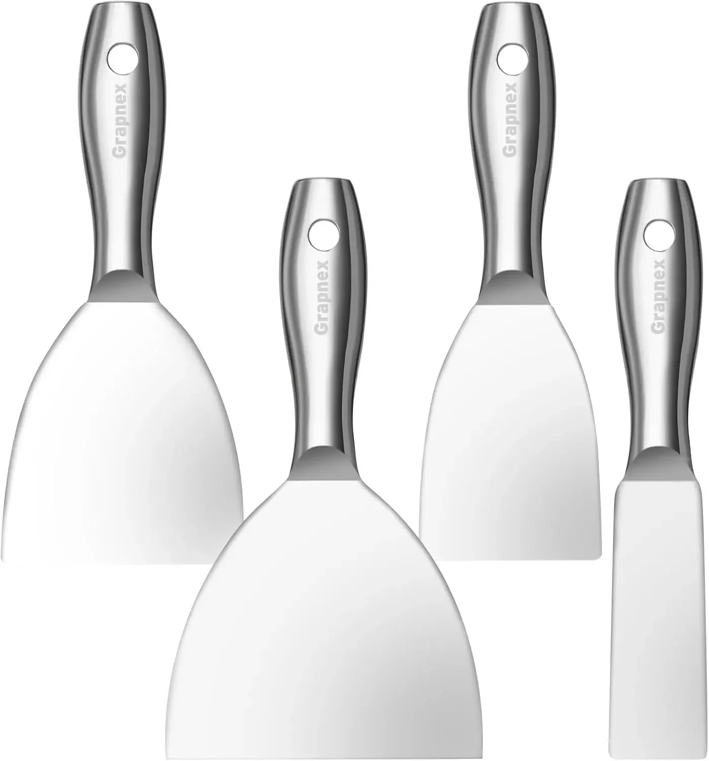 

4-Piece Stainless Steel Putty Knife Set, 1.5" to 6" Sizes For Drywall Spackle & Paint Scraping