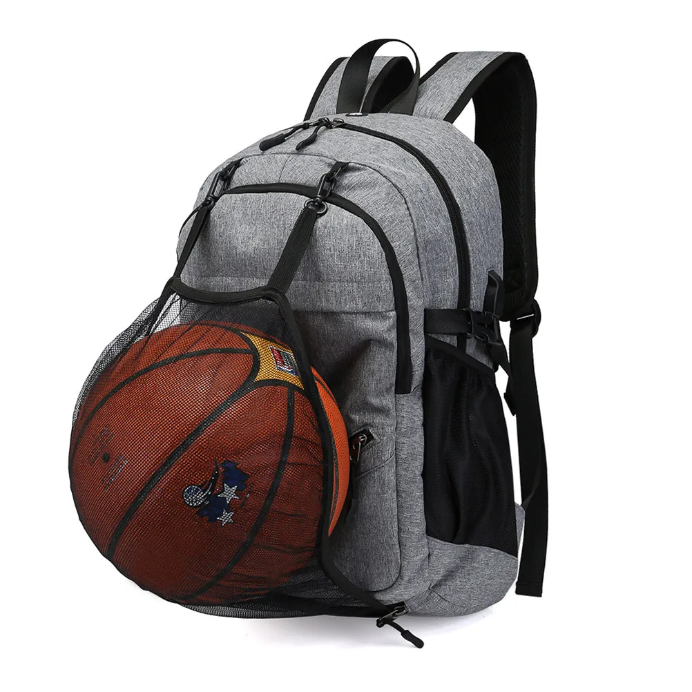 

Large Capacity Oxford Usb Basketball Backpack Hidden Storage Net Dual Buckles For Football Rugby Volleyball Laptop Men