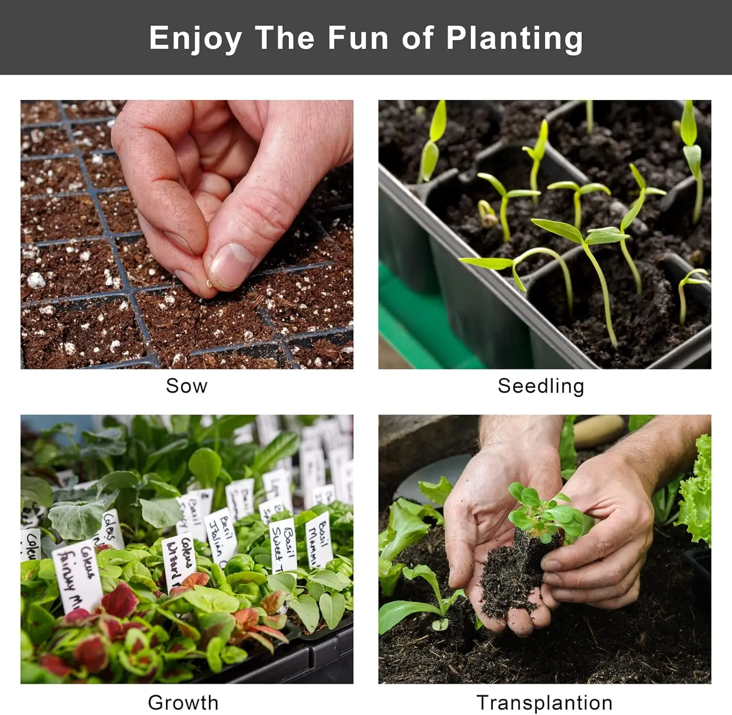 مجموعة صواني بداية البذور 72 خلية 1080 خلية نباتات صغيرة للحديقة إنبات النباتات 21.3 × 11 بوصة أواني الحضانة