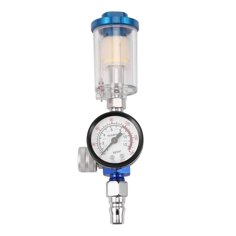 1/4 Scratch Air Pressure Regulator Gauge Spray Tool & In-Line Water Trap Filter Oil-Water Separator Pneumatic Tool