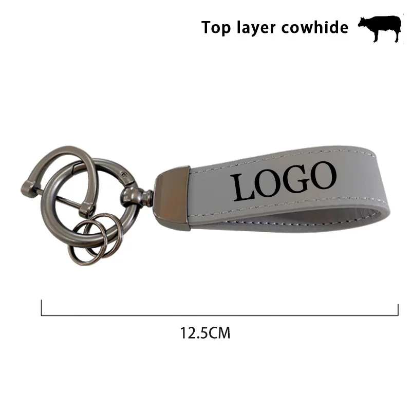 For Fiat 500 500L 500X 500C Car Accessories Top Layer Cowhide Key Chain Keyrings Lanyard Custom Logo For 500 500L 500X 500C Fiat