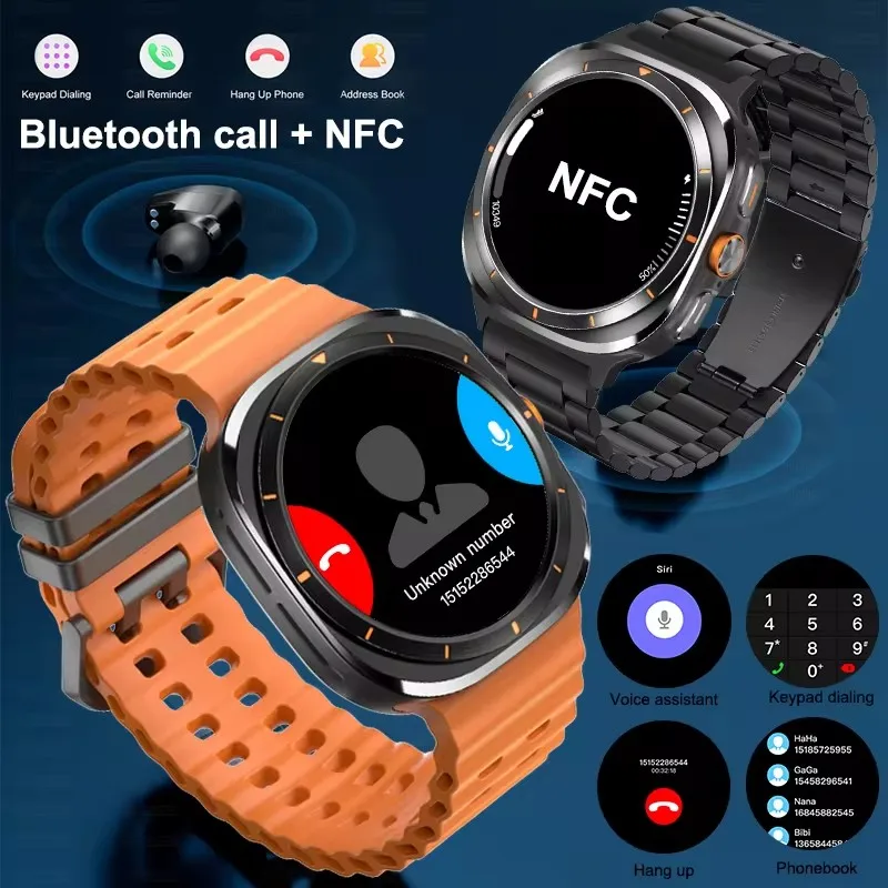 Nadaje się do Samsung Galaxy Watch 7 Ultra New NFC inteligentny zegarek męski 1,43 cala AMOLED Bluetooth wodoodporny sportowy inteligentny zegarek