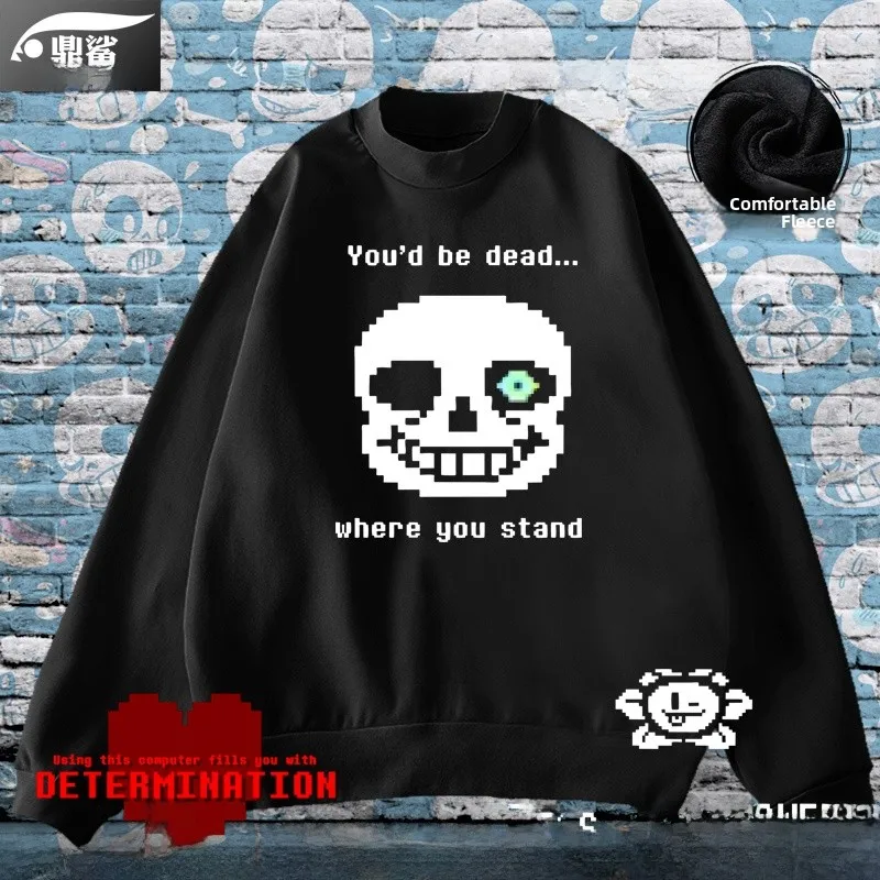 

Undert round Ne Fce Lined Long Sve Hoodie ex Student Pullover Sweatirt Cotton Polyester Blend Winter Casual