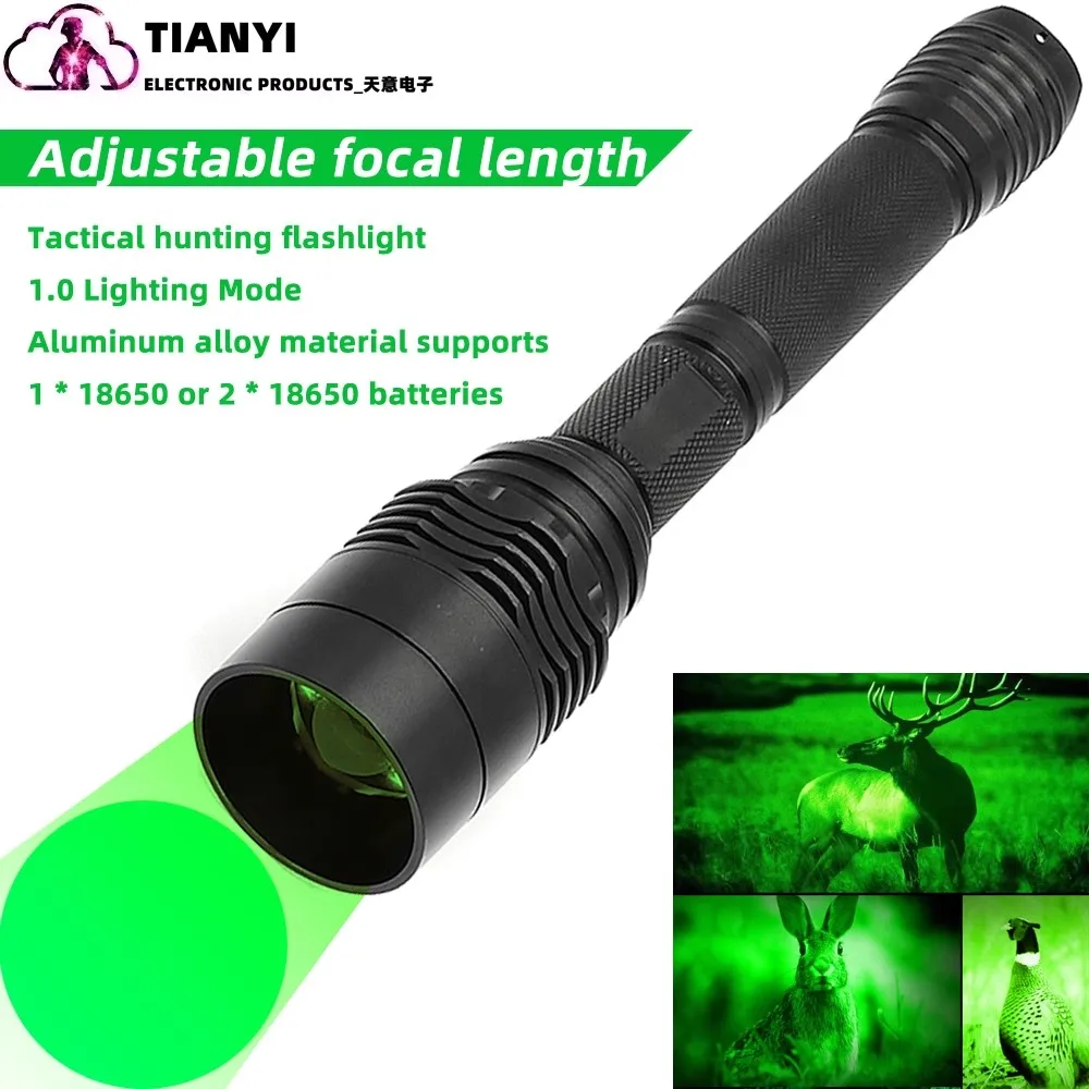 Green Light Flashlight,Single Mode Green Led Hunting Light,Zoomable Light for Hunting,Green torch for Night Vision,Astronomy