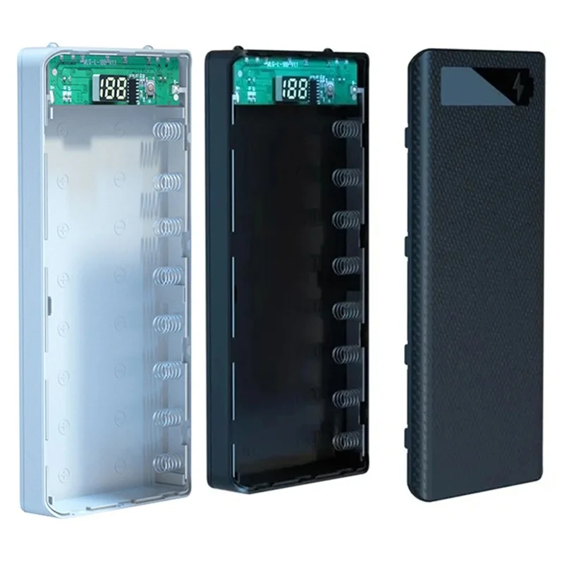 10/8*18650 Power Bank Battery Box Holder Portable Dual USB Type C Charge Shell For iPhone Xiaomi Battery Cases Detachable Case