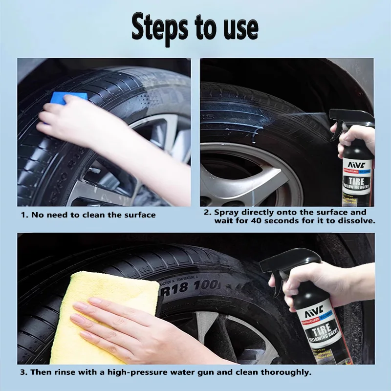 منظف إطارات السيارة الاحترافي - تنظيف عميق، اختراق سريع، سهل الشطف، تألق طويل الأمد، مضاد للشيخوخة، العناية بالسيارات