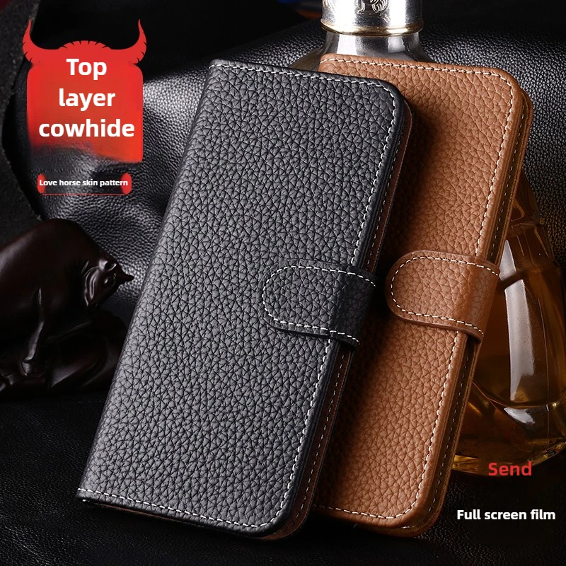 

Genuine leather case for Honor 400 Pro New cowhide flip case with card slot and bracket Magnetic buckle phone case for Honor400