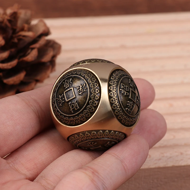 Brass Fidget Spinner Cube Six-sided Rotation Spherical Hand Spinner Chinese Style Stress Relief Toys Adult Antistress Fidget Toy