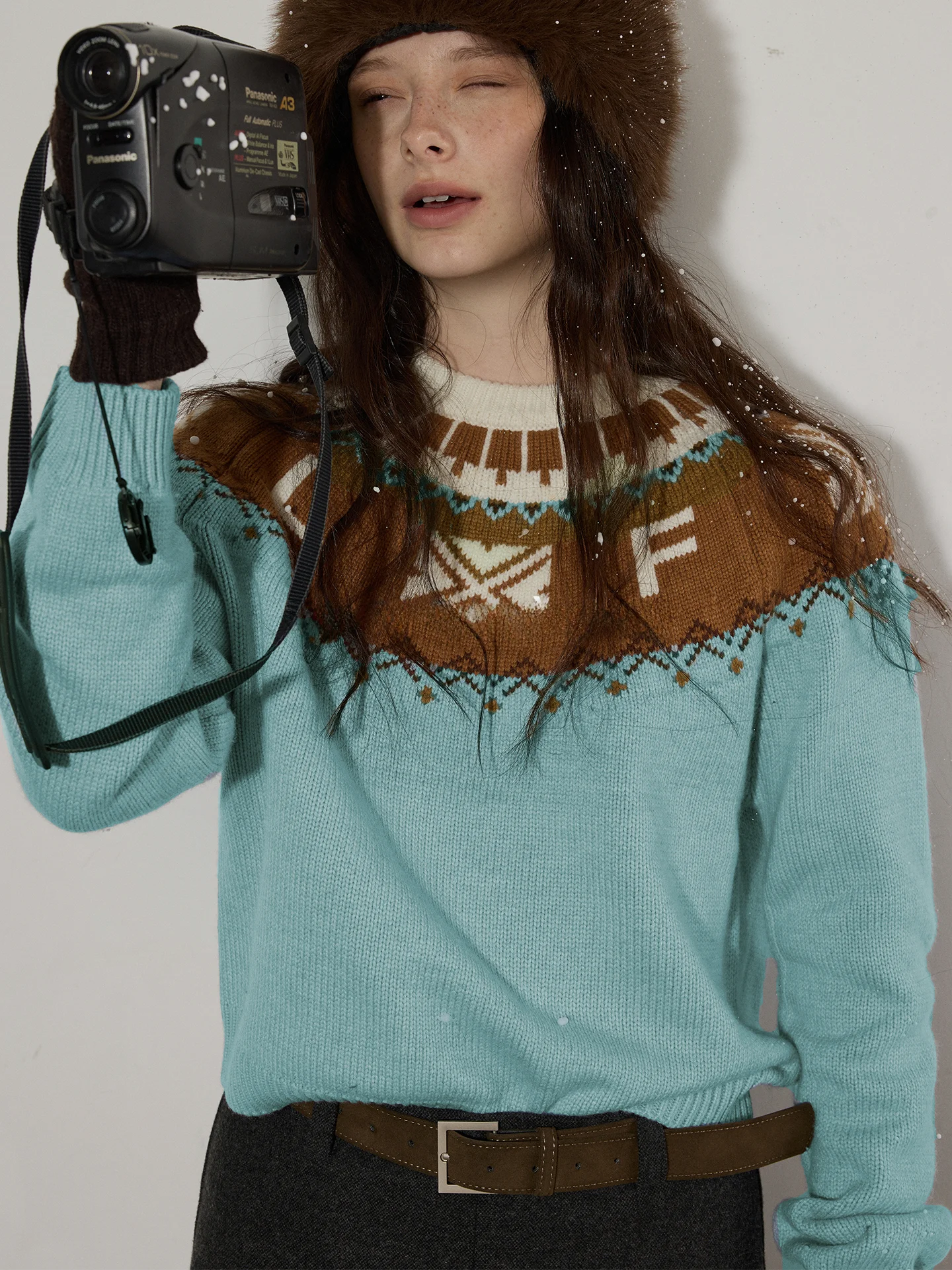 

Женский вязаный свитер Lofi Choose свободного кроя с круглым вырезом, осенне-зимний, новый, с цветочным узором, в стиле колор-блок, для повседневной носки