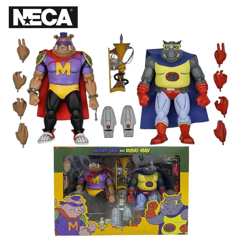 

NECA 54293 Toys Teenage Mutant Ninja Turtles Mighty Hog & Rhino-Man Action Figures 18 CM Original Doll Model Collection Gift