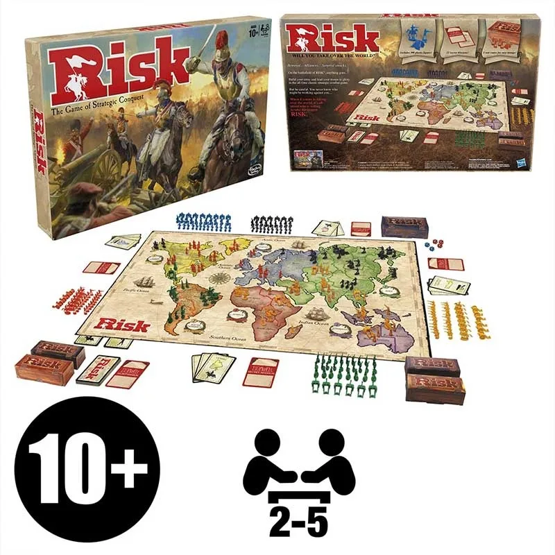 Board Games Risk - Game of Strategic Conquest - 2 To 5 Players - Family Board Games - Ages 1