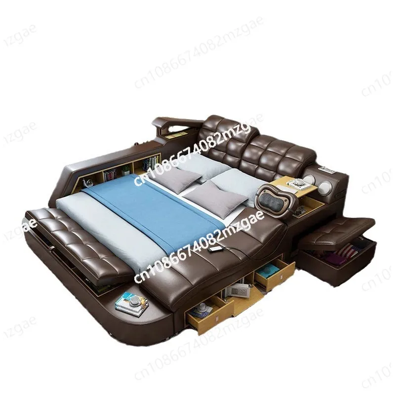 

Tatami bed leather intelligent electric multi-functional massage modern simple master bedroom 1.8 meters double
