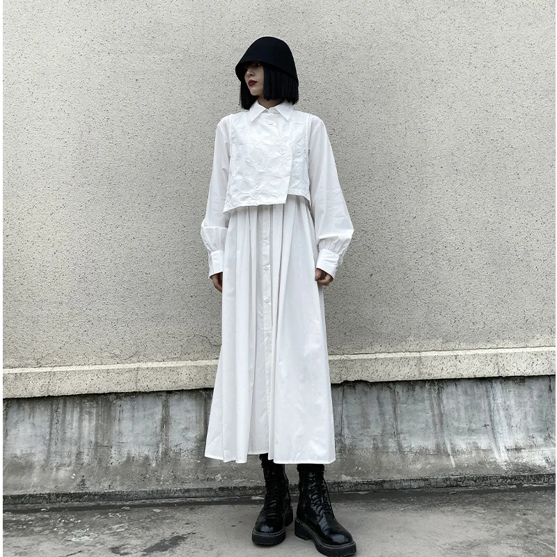 

Новая женская винтажная юбка Ele White Dr с эффектом похудения на талии, в китайском стиле, с длинными рукавами, создающая ощущение легкости и нежности.