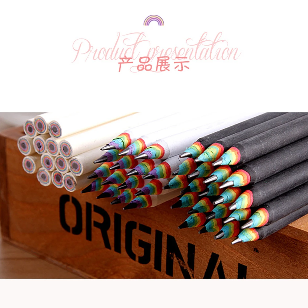 5 PCs Paper Pencil 2B Kawaii Stationery Supplies Aesthetic Rainbow 2B Pencil for Kids Drawing Accessories Kawaii School Supplies