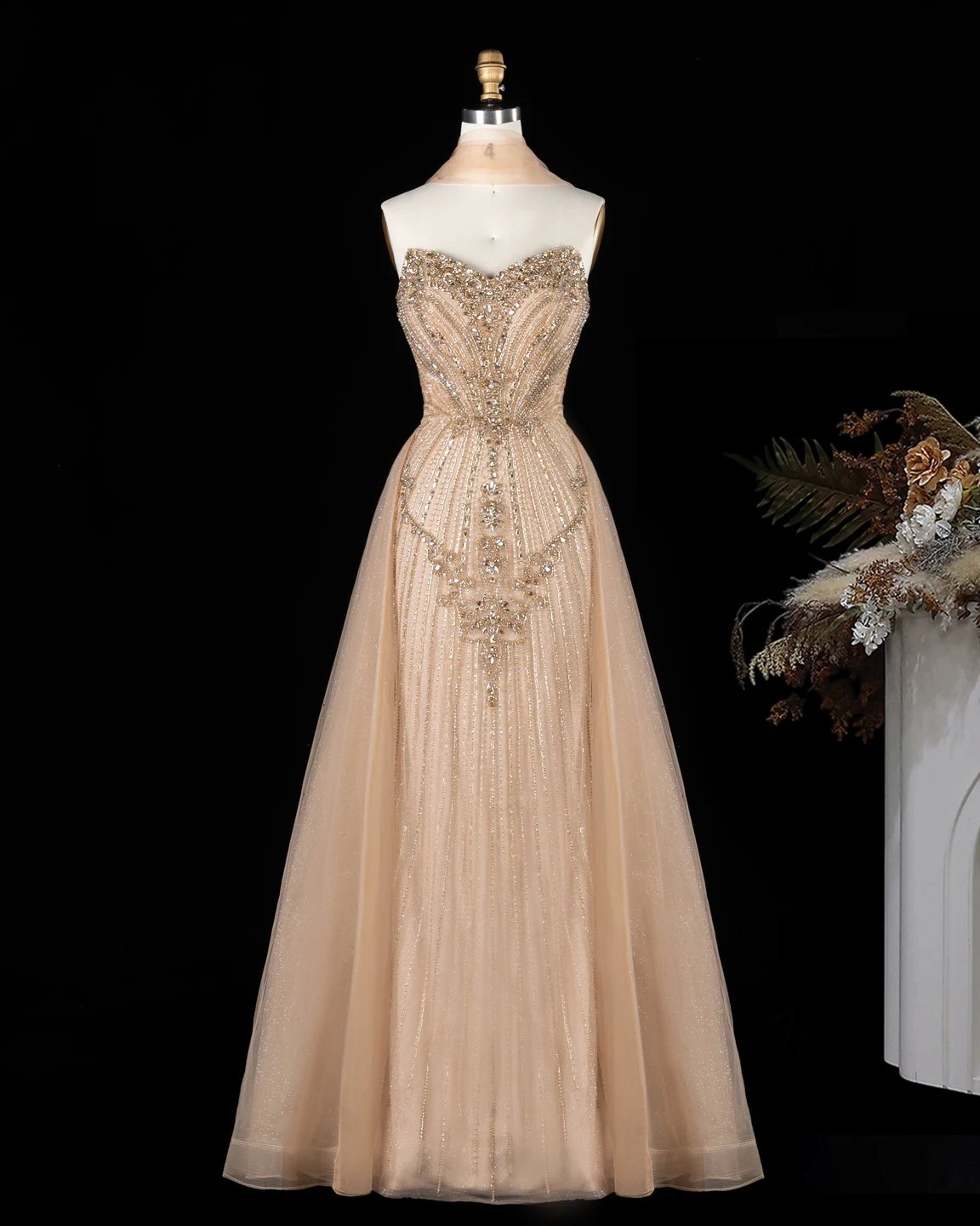 Sharon Said Abendkleid Luxus Meerjungfrau Sweetheart Tüll Perlen Kristalle Dubai Formelles Party-Hochzeitsgast-Kleid SS068 Maßanfertigung – Detail 11