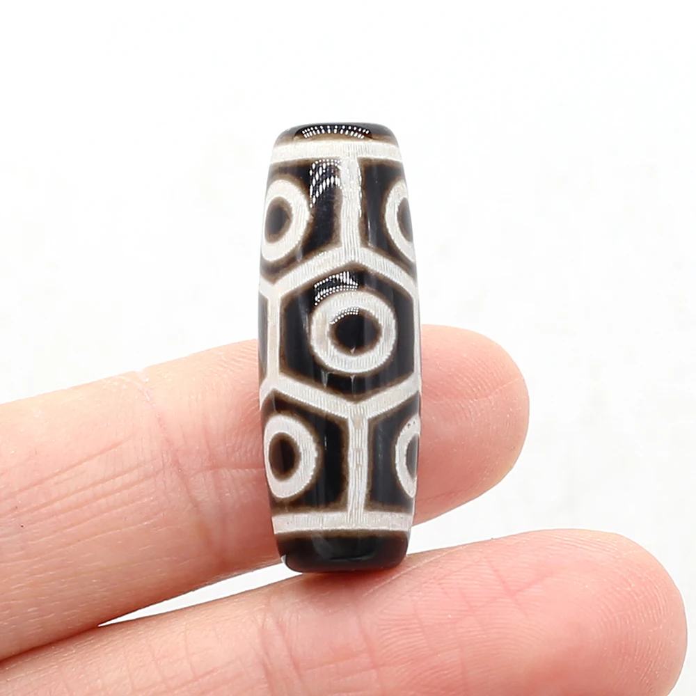 1PC Natural Stone Bead Cylindrical Buddhist Pattern Natural Agates Loose Bead for Making DIY Jewerly Necklace Gift 12x30mm