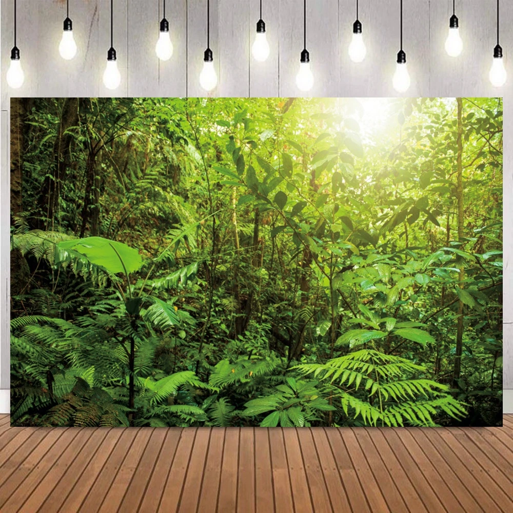 Tropical Rainforest Sunlight Photo Backdrop Vibrant Natural Landscape Photography Background for Camping Adventure Home Decor