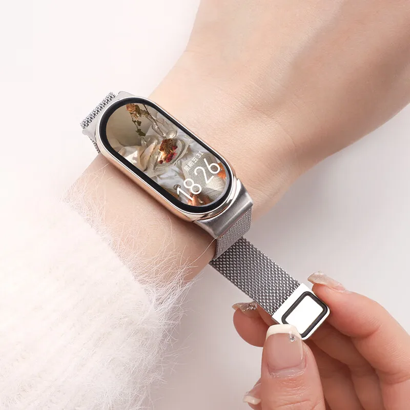 الأشرطة المغناطيسية الجديدة لـ mi band 10 miband 9 nfc ملحقات الساعة حزام من الفولاذ المقاوم للصدأ سوار كوريا لـ Xiaomi mi band 10 #3