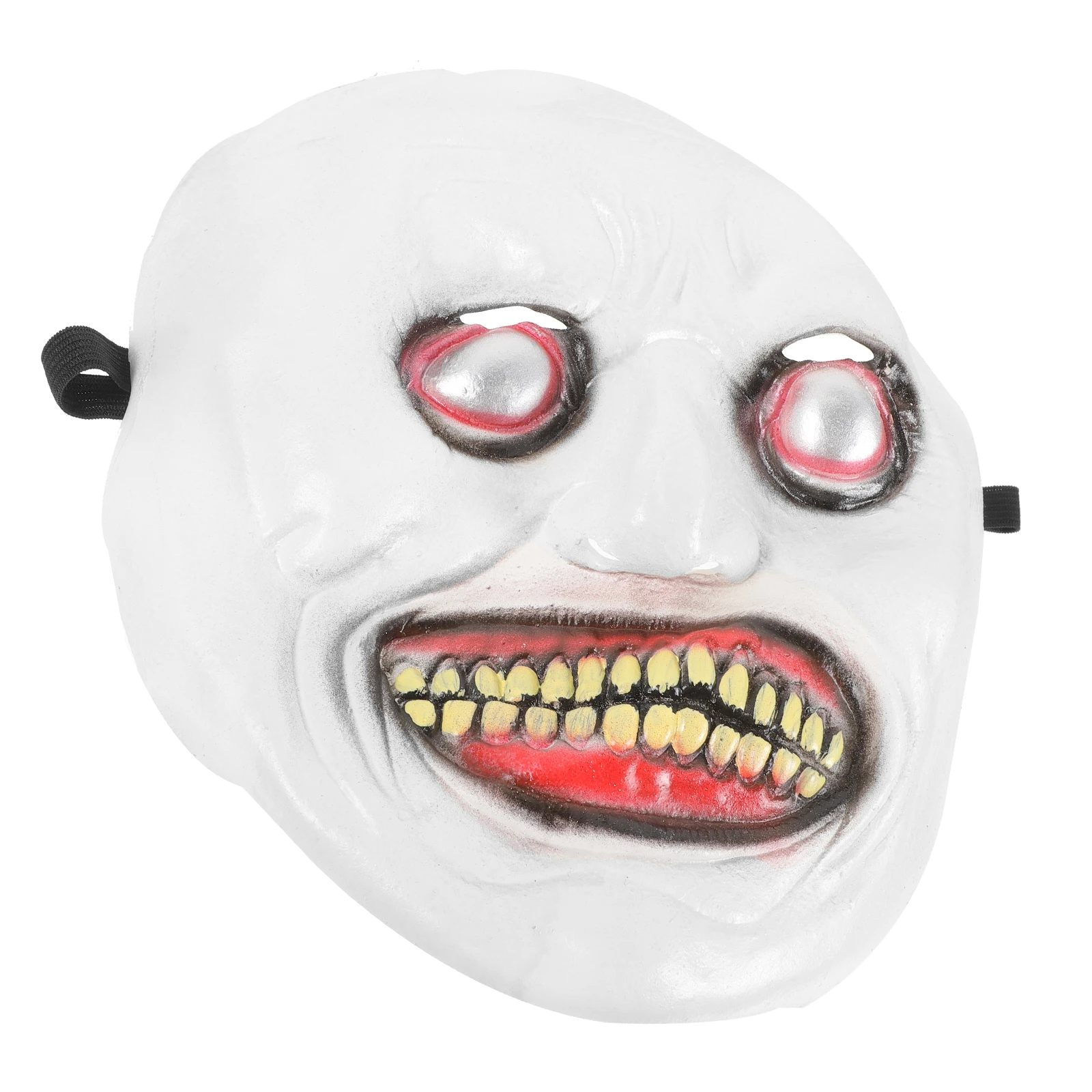 

White Scary Mask Realistic Creepy Smile Rubber Demon Halloween Costume Prop Decorations Adults Parties Stage