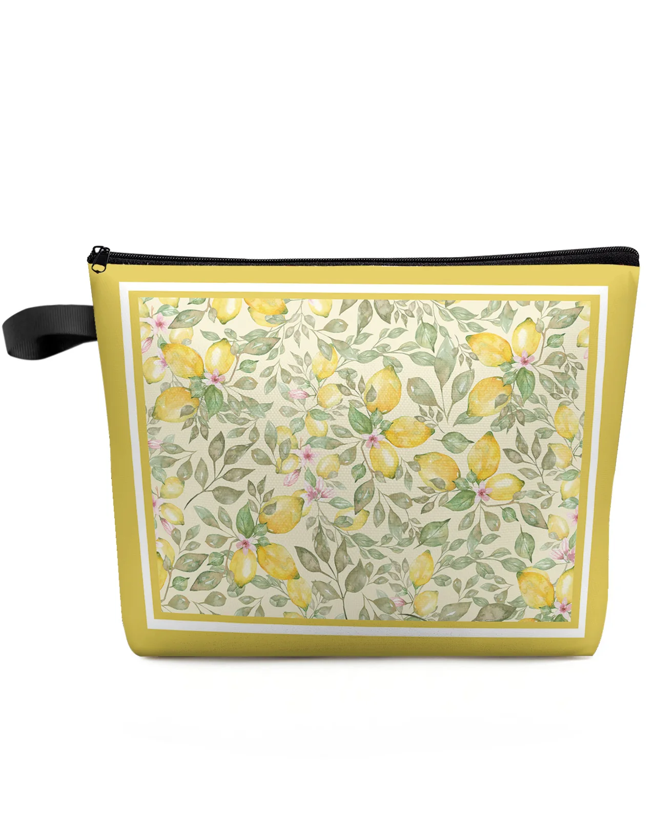 Watercolor Lemon Fruit Large Capacity Travel Cosmetic Bag Portable Makeup Storage Pouch Women Waterproof Pencil Case