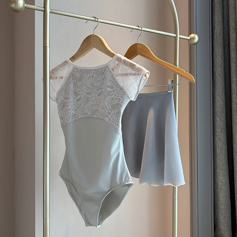 Traje de dança de balé adulto feminino personalizado roupa de ginástica de uma peça, roupa de performance de prática de yoga aérea vestido tutu