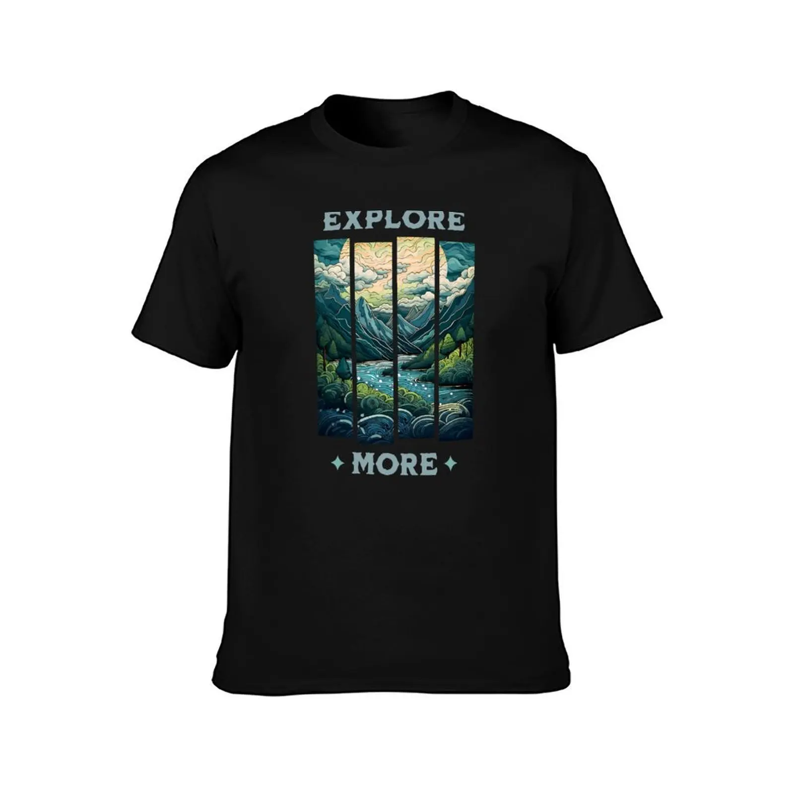 Explore More Mountainscape Adventure T-Shirt, Summer Casual Cotton Tee, Oversized Streetwear Tops, Vintage Graphic Print
