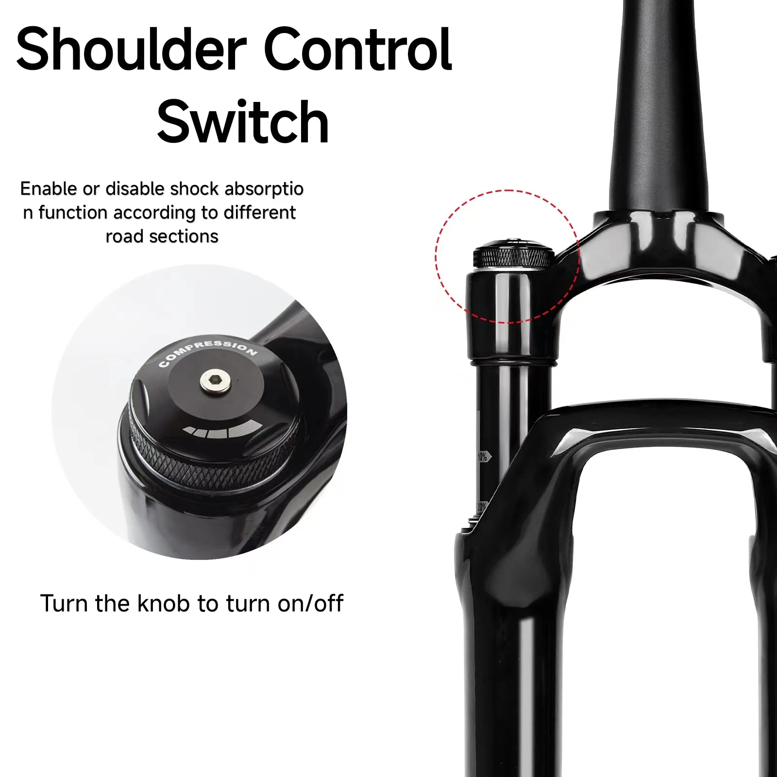 Road Bicycle Suspension Fork, Pneumatic Damping Lockout Function, 12*100 Bucket Axle Disc Brake, Gravel Road Bike Parts, 700C