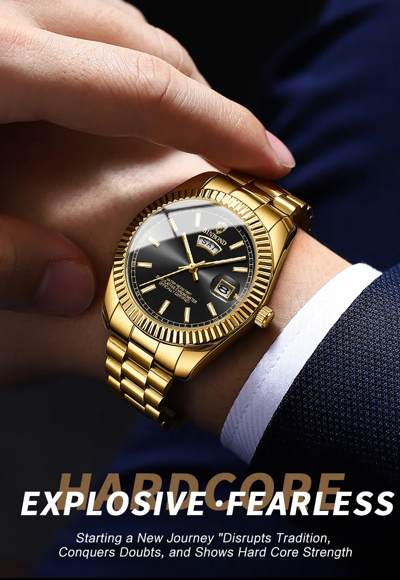 BINBOND Luxury Sport Wrist Watch For Man Waterproof Luminous Date Men Watch Quartz Stainless Steel Men's Watches Male Reloj