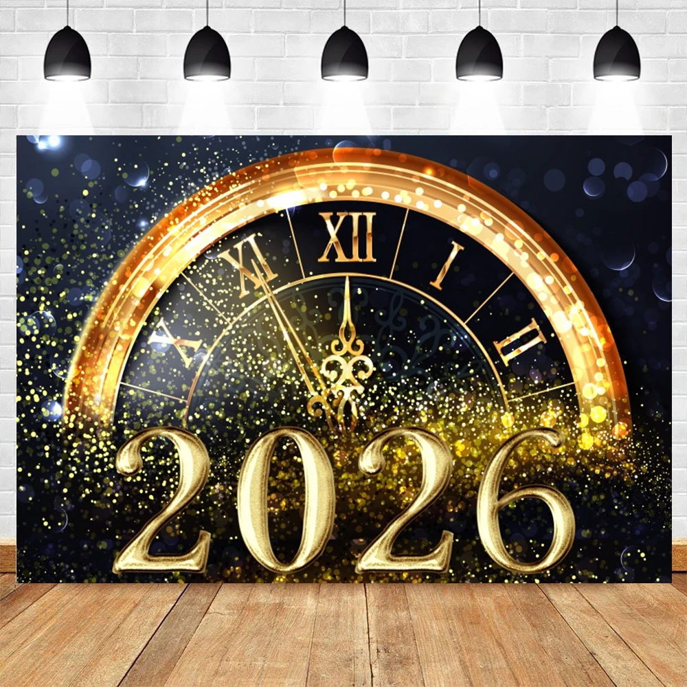 2026 Selamat Tahun Baru Latar Belakang Glitter Spot Jam Bir Fotografi Latar Belakang Keluarga Tahun Baru Pesta Dekorasi Spanduk Foto Studio Prop