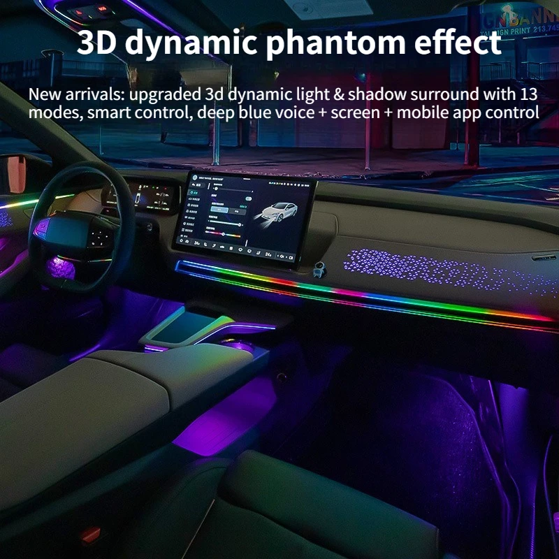 For Changan UNI-K UNI-V Deepal SL03 CS55 PLUS 3D Dynamic Colorful Atmosphere Light Upgrade 64-color Ambient Light Modified