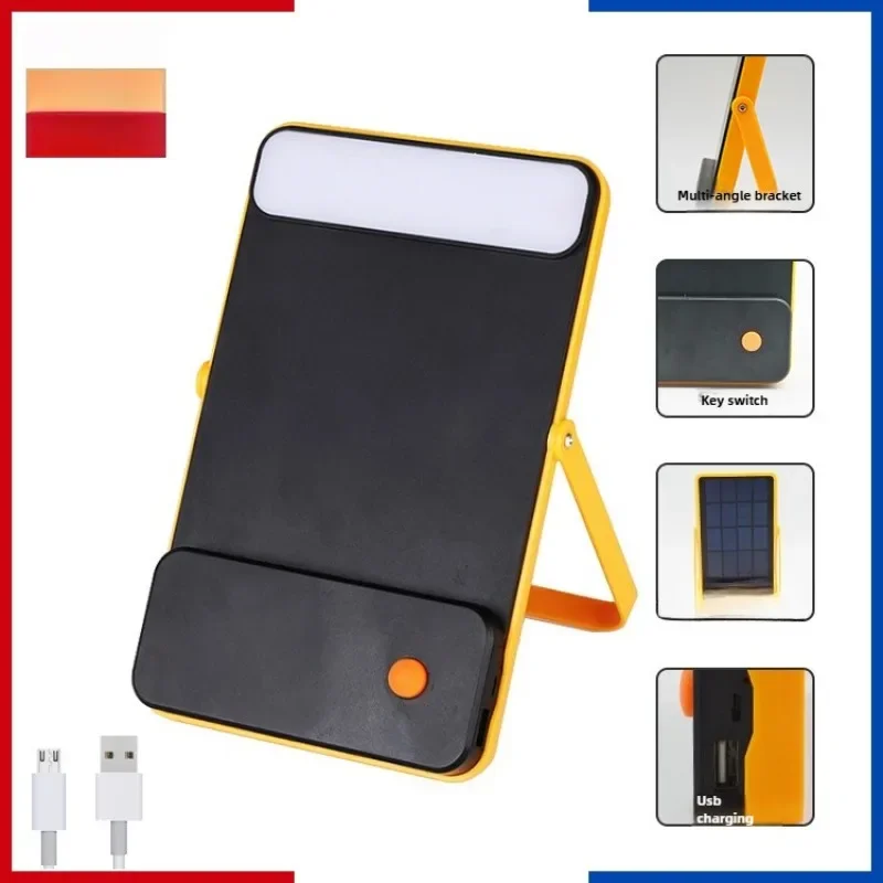 Rechargeable Solar LED Work Light: Powerful Lighting, Stand Included, Power Bank for Outdoor Camping and Emergency