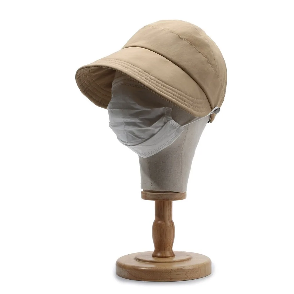 Fashion Wide Brim Women Sun Hats UV Protection Korea Summer Ponytail Caps Adjustable Portable Beach Visor Caps Moisture