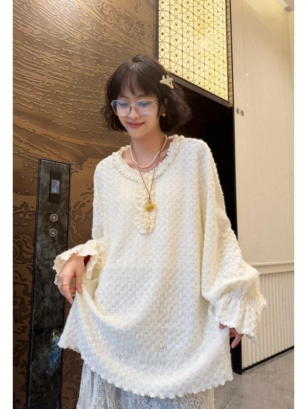 

Весенний топ с кружевной отделкой, базовый слой, большие размеры, женская трикотажная одежда из полиэфирного волокна, ветрозащитная, повседневная, модная, для женщин больших размеров