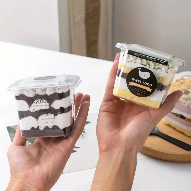 50set, Versatile Dessert Bento Containers for Tofu, Fruit & Mousse, Ideal for Bakery & Takeout – Durable Material for Shop Use