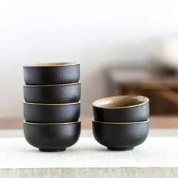 Creative Chinese Ceramic Black Small Tea Cup Chinese Kungfu Tea Tools Tea Bowl Household Simple Portable Mini Round Tea CupLE228