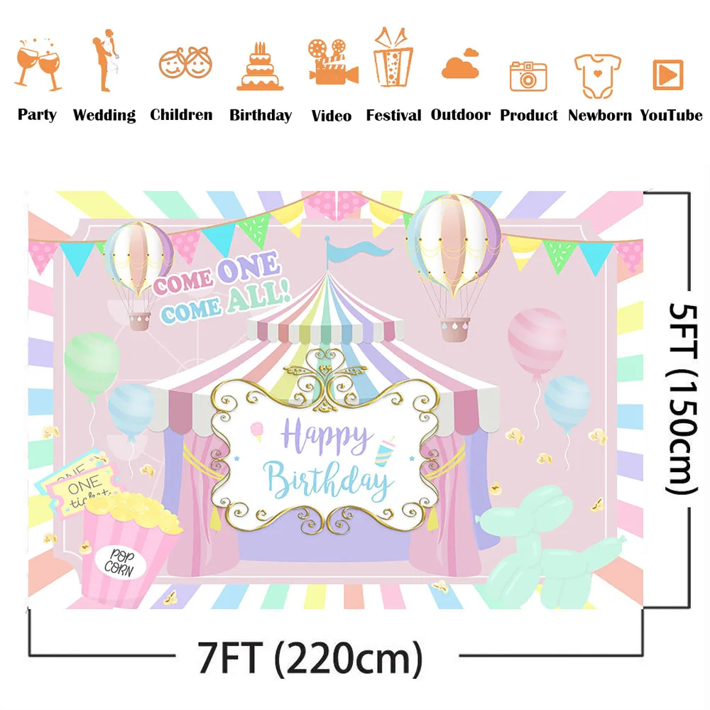 Circus Theme Birthday Background Amusement Park Newborn Kids Boy Birthday Photo Booth Background Photocall Decorations