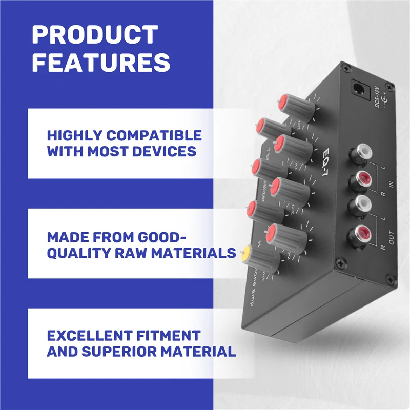 A29F-EQ-7 Amplifier Headset Audio Mobil 7-Band EQ Equalizer 2 Channel Audio Mixer Equalizer Digital Sound Equalizer