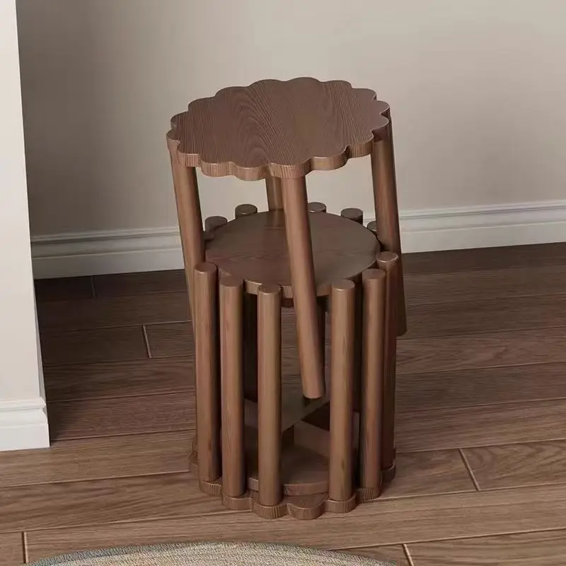 #Biscuit Stacking Round Stool, Solid Wood Multifunctional Stool Combination, Coffee Table, Living Room Dining Table Chinese