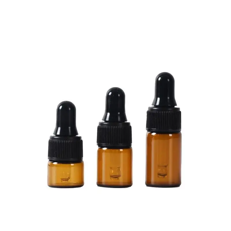 20 Stuks/100Pcs Druppelaar 1Ml-5Ml Druppelapplicator Fles Bruine Druppelaar Essence Fles Etherische Olie Test Pack Mini Fles