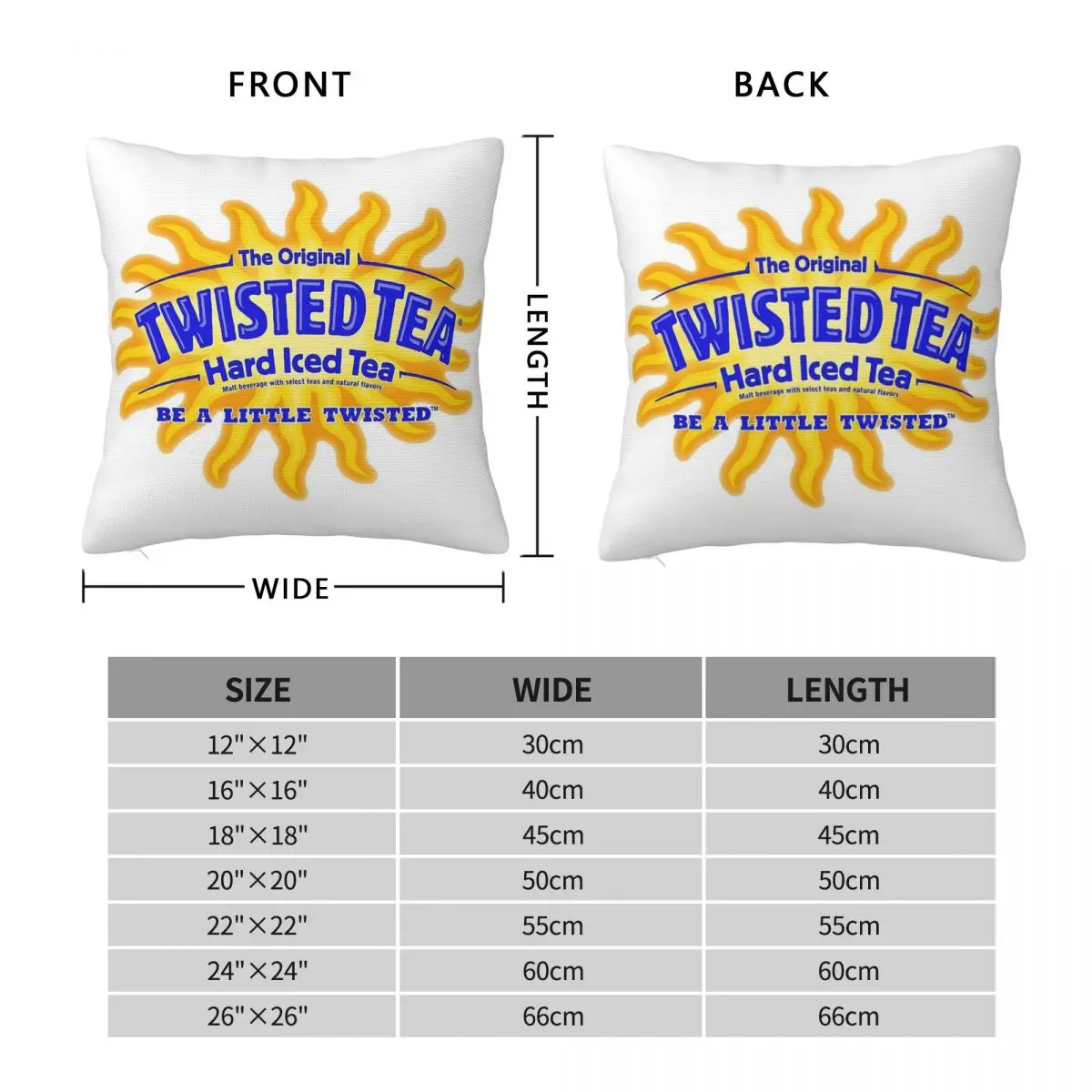 Twisted Tea Logo Square Pillowcase Polyester Linen Velvet Pattern Zip Decor Pillow Case Sofa Cushion Cover