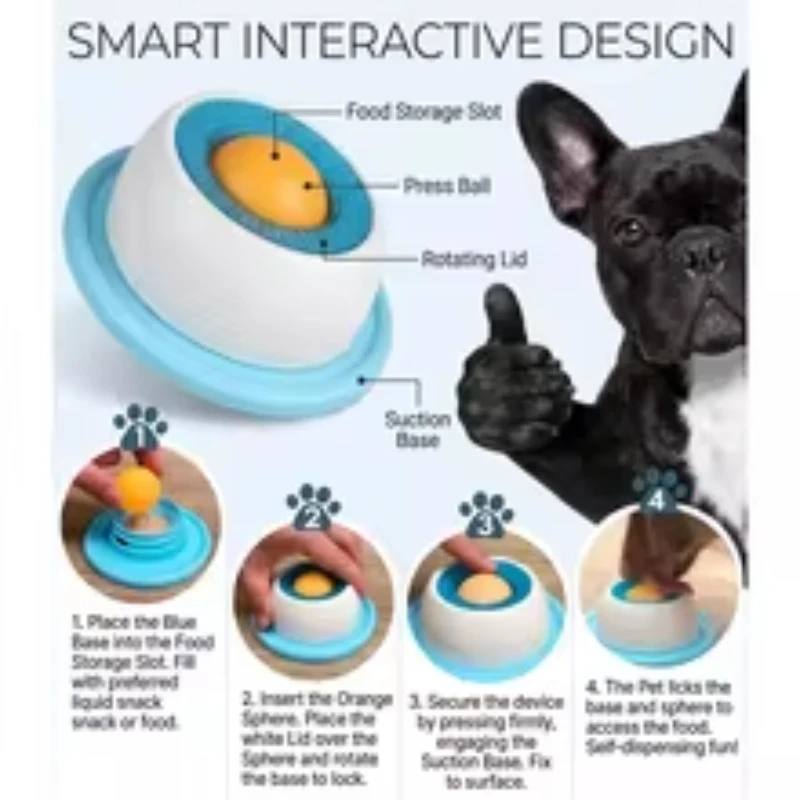 Pet Food Hiding Toy Fun Lick Slow Feeder Dog Bowl Non-Slip Spherical Bone Broth Licking Bowl Treat Dispenser Pet Enrichment Toy